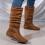 Botas femininas de camurça marrom com pregas, estilo britânico, tamanho 6,5. 1