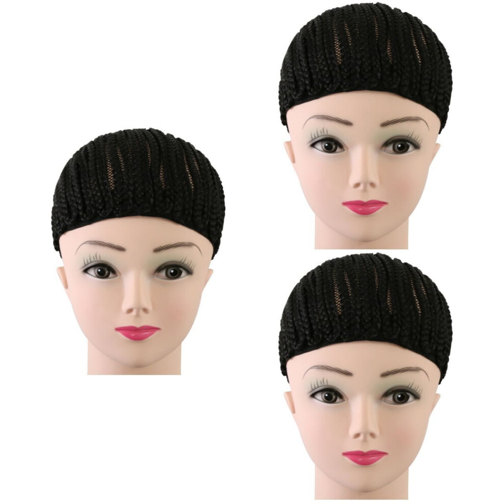 Crochet Braiding Cap Wig Cap Dome Net for Cornrows 3 PCS