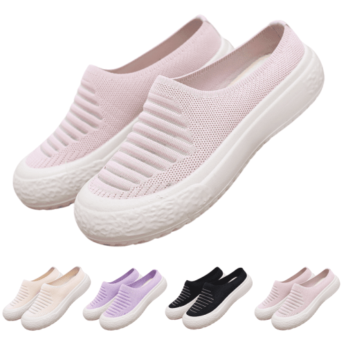 Mocassins femininos leves e respiráveis com bico largo.