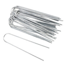 Clavija metálica en forma de U, color plata, 50 unidades, 6 pulgadas.