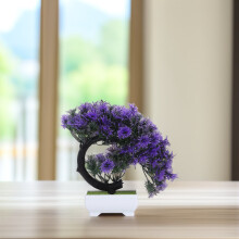 Árvore Bonsai Artificial Roxa em PP Decorativa em Vaso (1 Conjunto)