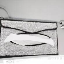 Taschentuchhalter für die Sonnenblende im Auto, PU-Strassstein, 1 Stück