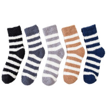 Chaussettes-chaussons duveteuses pour hommes, velours corail, 5 paires