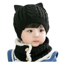 Baby winter gebreide kattenmuts met sjaal set (2 stuks)