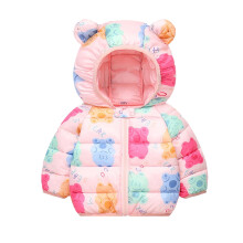 Manteau matelassé pour bébé garçon avec capuche à oreilles d'ours, rose, 12-18 ans