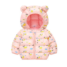 Manteau matelassé pour bébé garçon avec capuche à oreilles d'ours, rose, 18-24