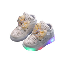 Zapatillas deportivas LED doradas para niñas, tallas 4-10