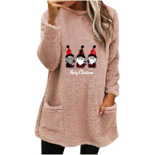 Top termici natalizi da donna a maniche lunghe in peluche spesso