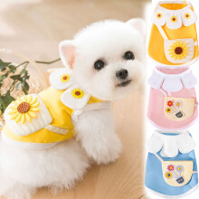 Honden T-shirt met zonnebloemprint, katoenen vestje, geschikt voor kleine honden en puppy's.
