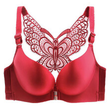 Plus Size Draadloze Beha met Volledige Bedekking Wijnrood52C
