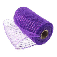 Fita de malha decorativa roxa de poliéster, 25 cm (10 polegadas), 1 rolo.