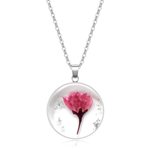 Colar com pingente de margarida, flor de nascimento, prateado, 45 cm (18 polegadas)