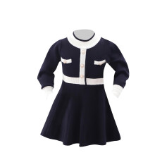 Mädchen Strickkleid aus Baumwolle, schwarz, langärmelig