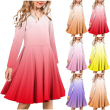 Vestido evasê de manga comprida para meninas, tamanho 10-12.