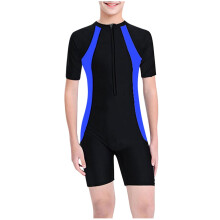 Effen blauw zwempak met lange mouwen en ritssluiting voor meisjes