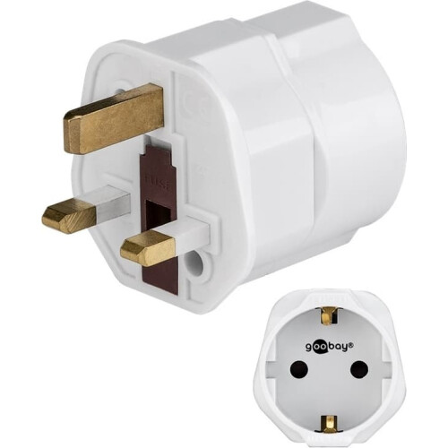 Goobay UK power adapter white type F to type G 1