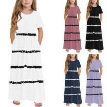Vestido de verano para niñas de 4 a 14 años con bolsillos y falda corta