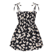 Vestido lencero de verano con estampado de margaritas para niñas, vestido de playa floral