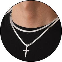 Kreuzkette aus Edelstahl für Damen und Herren, 4 mm/5 mm
