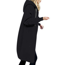 Damen-Fleece-Sweatshirt mit Reißverschluss, schwarz, Größe 5XL