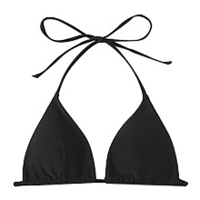 Top de bikini acolchado negro liso para mujer