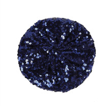 Béret à sequins scintillants bleu marine pour femme