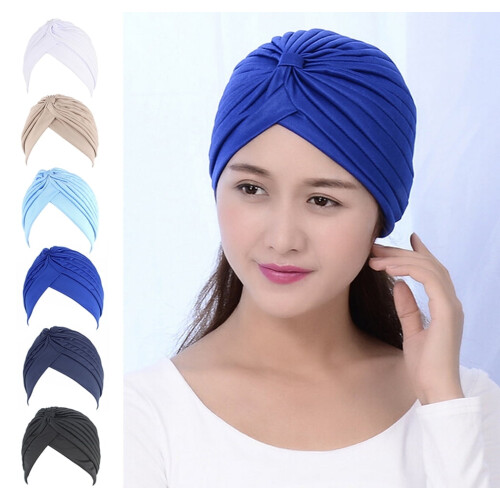 Elastisk turbanhatt til dame, hodeplagg, 5 stk.