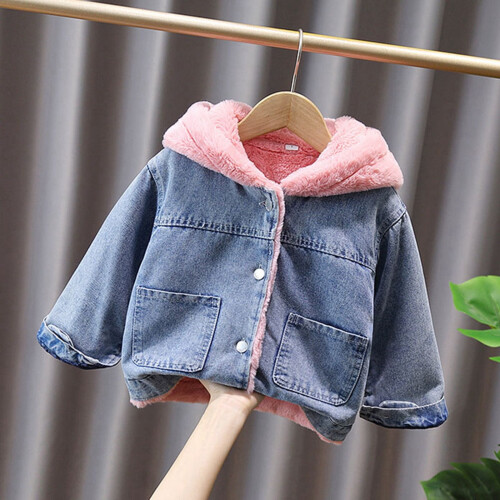 Mädchen-Jeansjacke, warm gefütterte Oberbekleidung 1