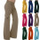 Dame cargoleggings med elastisk midje og lommer brun 1