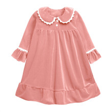 Girls' cotton nightgown for winter, size 6M-9Y, pink