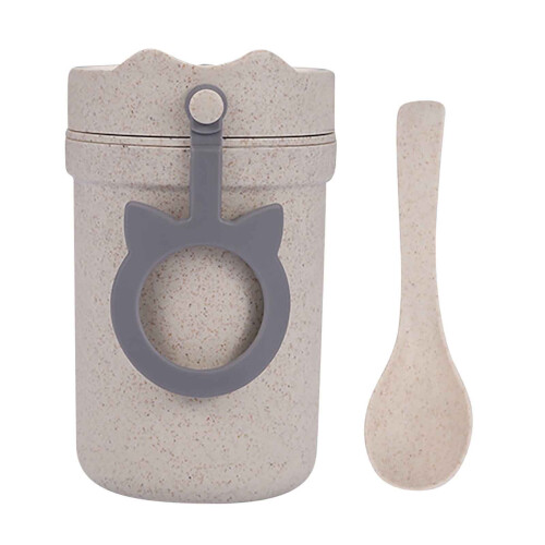 Mug de voyage avec cuillère, compatible micro-ondes, 350 ml