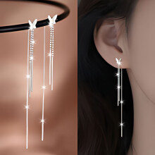 Boho oorbellen met lange ketting en kwastje (1 paar)