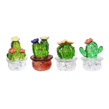 Cactus Figurines Glass Miniature Cactus Simulation Plants Figurines Ornaments Desktop Home Decor