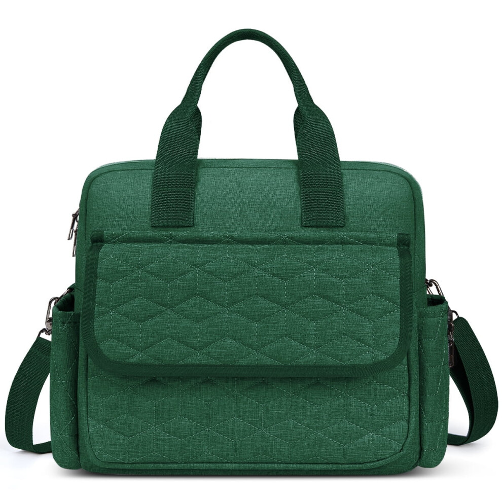 Diaper Bag Tote Green Large Capacity 3 Insulated Pockets