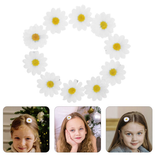 Κλιπ μαλλιών Daisy Λευκό ύφασμα 10 τεμάχια 4x1.5in
