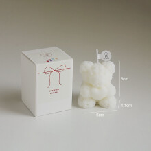 Bougie artisanale en cire de soja Rose Bear, en forme d'ours en peluche, de style britannique.
