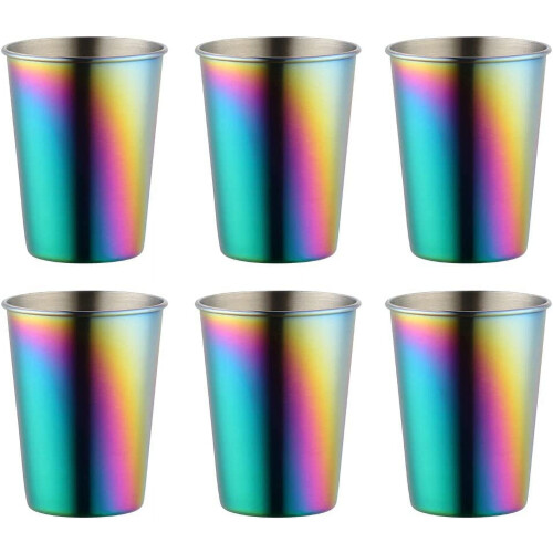 Återanvändbara koppar i rostfritt stål, 355 ml, 6-pack
