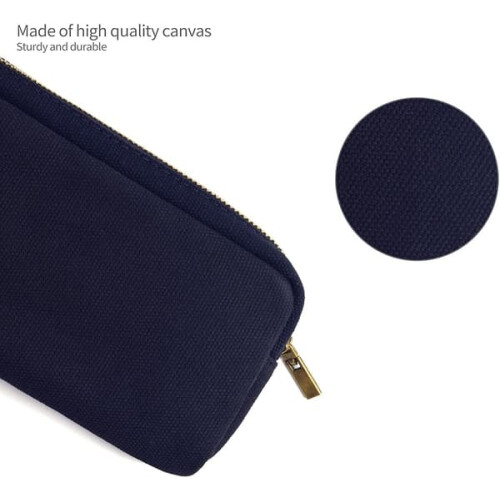 Canvas Pencil Case for Adults Blue Large Capacity 2