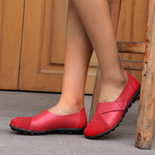 Mocassins femininos casuais, estilo slip-on, vermelhos, tamanho 43.
