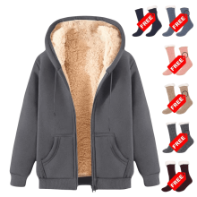 Damen-Winterhoodie, dick, warm, Oversize, mit Reißverschluss
