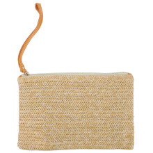 1pc Straw Zipper Clutch Bag Wristlet Handbag Summer Beach Purse for Women