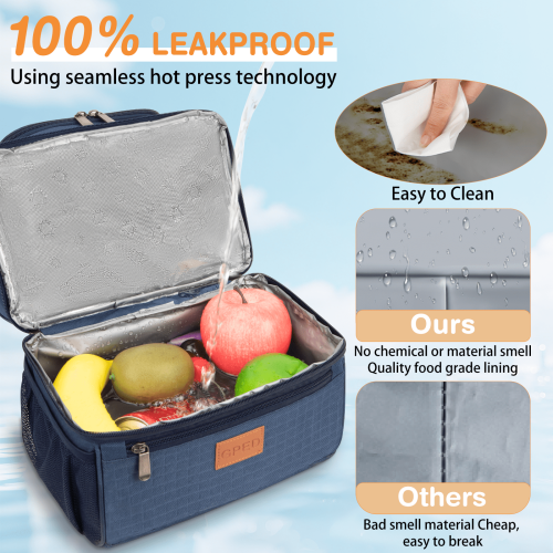 Sac à lunch isotherme bleu 17 L extensible à double compartiment 1
