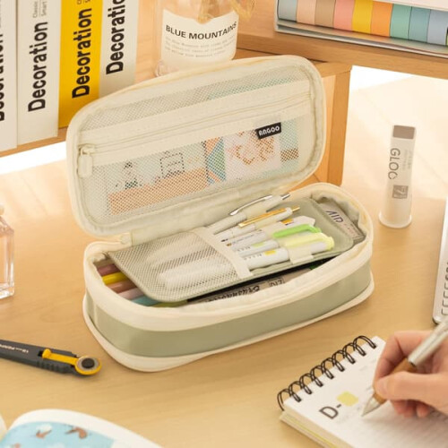 Pencil Case Green Large Capacity 1