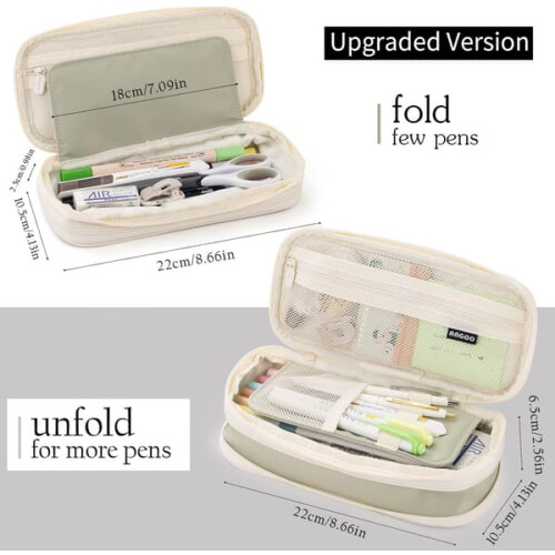 Pencil Case Green Large Capacity 2