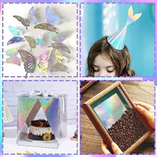 30-Pack Metallic Holographic Cardstock Shiny Fluorescent A4 Thick Cardstock Mirror Paper for Card Making Scrapbooking