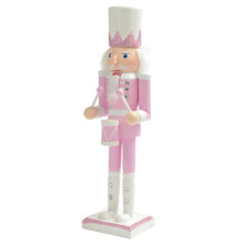 Estatueta de Quebra-Nozes de Madeira Rosa de 30 cm Solider Cabelo Branco Com Strass Embutido Fantoche Quebra-Nozes Soldado Boneca Ornamento de