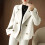 Blazer feminino oversized em tweed misto de lã com mangas compridas 7