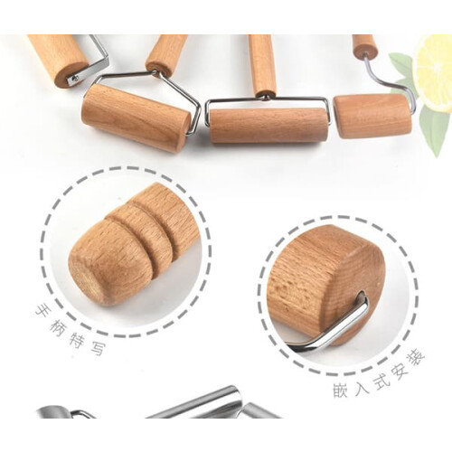 Wooden rolling pin double-ended 12 inch 2