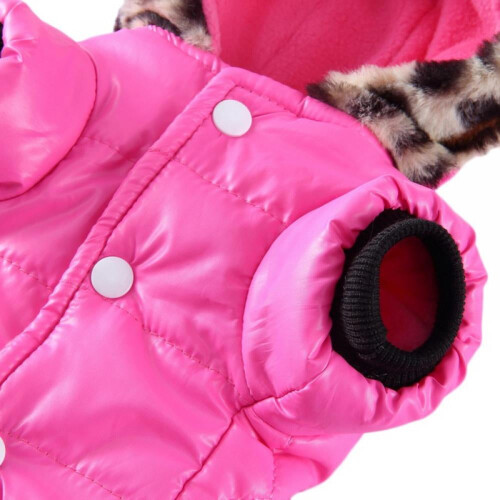 Χειμερινό μπουφάν με κουκούλα για σκύλους και ψεύτικες τσέπες 2