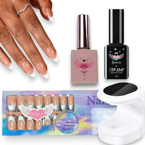 Gel Press-on Nails White Almond Starter Kit 2